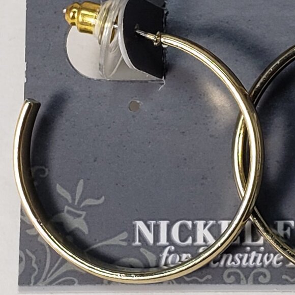 Gold tone Open Hoop Design Earrings | 1-inch | Women Fashion Jewelry - Picture 6 of 8